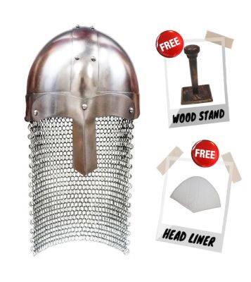 BNDL16 - (IR80635) Norman Chainmail Helmet + (IR8050) Wood Helmet + (IR8050A) Head Liner